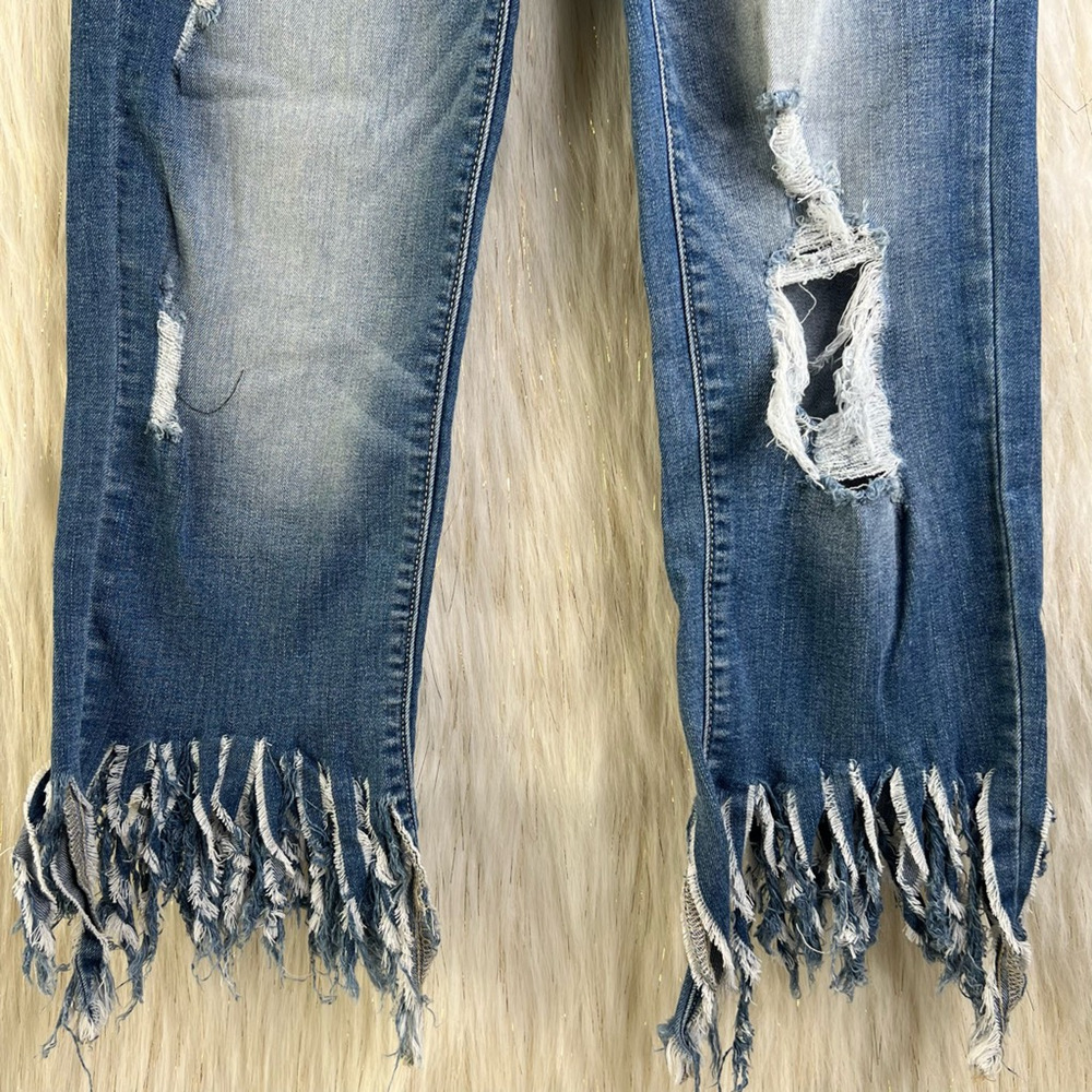 Kancan Womens Miranda-Vera Capri Jeans Blue Distressed Stretch Pockets Juniors 1 - Picture 3 of 9